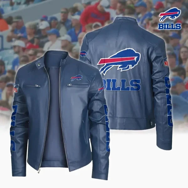 Ultra-Premium Leather Jacket Dual Zip Chest— Buffalo Bills SPTSLJ004