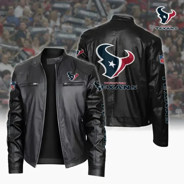 Ultra-Premium Leather Jacket Dual Zip Chest— Houston Texans SPTSLJ006