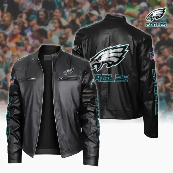 Ultra-Premium Leather Jacket Dual Zip Chest— Philadelphia Eagles SPTSLJ028