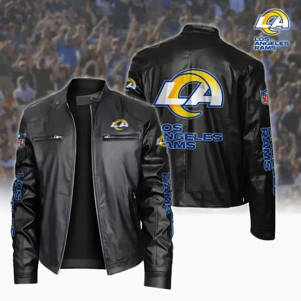 Ultra-Premium Leather Jacket Dual Zip Chest— Los Angeles Rams SPTSLJ012
