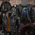Premium & Ultra-Thick Leather Jacket with Fleece Hood - Los Angeles Rams PHVKC018