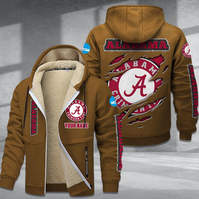 Alabama Crimson Tide DMTZ1735 Hoodie Zip Velvet Coat