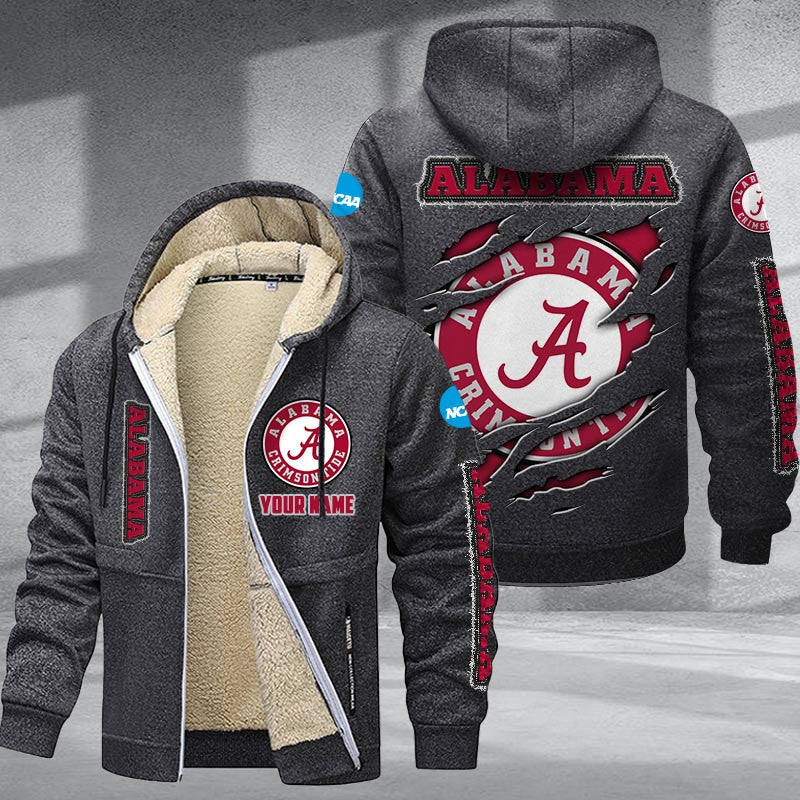 Alabama Crimson Tide DMTZ1735 Hoodie Zip Velvet Coat
