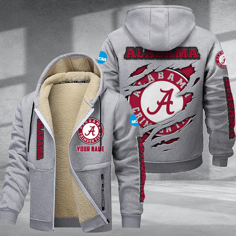 Alabama Crimson Tide DMTZ1735 Hoodie Zip Velvet Coat