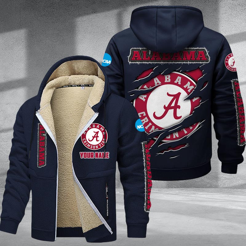 Alabama Crimson Tide DMTZ1735 Hoodie Zip Velvet Coat