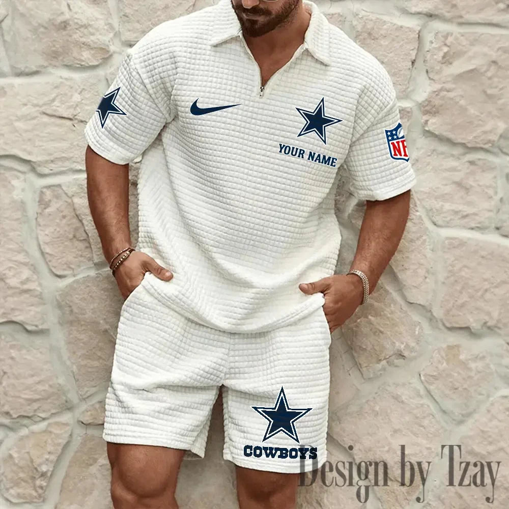 Dallas Cowboys Men’s Waffle Pattern Half Zipper Shirt And Short BSPTWHZSS106