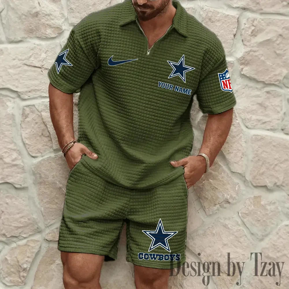 Dallas Cowboys Men’s Waffle Pattern Half Zipper Shirt And Short BSPTWHZSS106