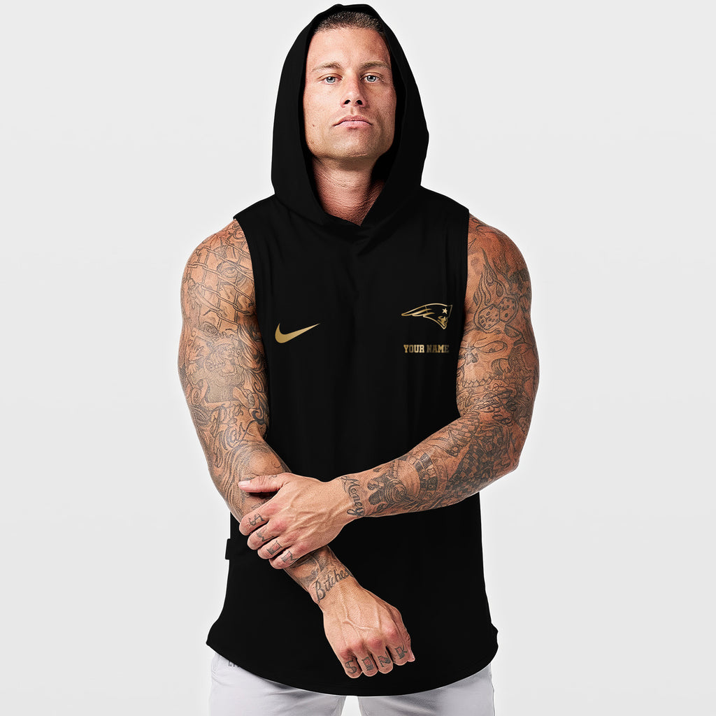 New England Patriots Men Workout Hooded Tank Top AZMGSH054
