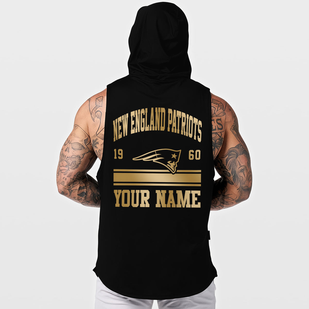 New England Patriots Men Workout Hooded Tank Top AZMGSH054