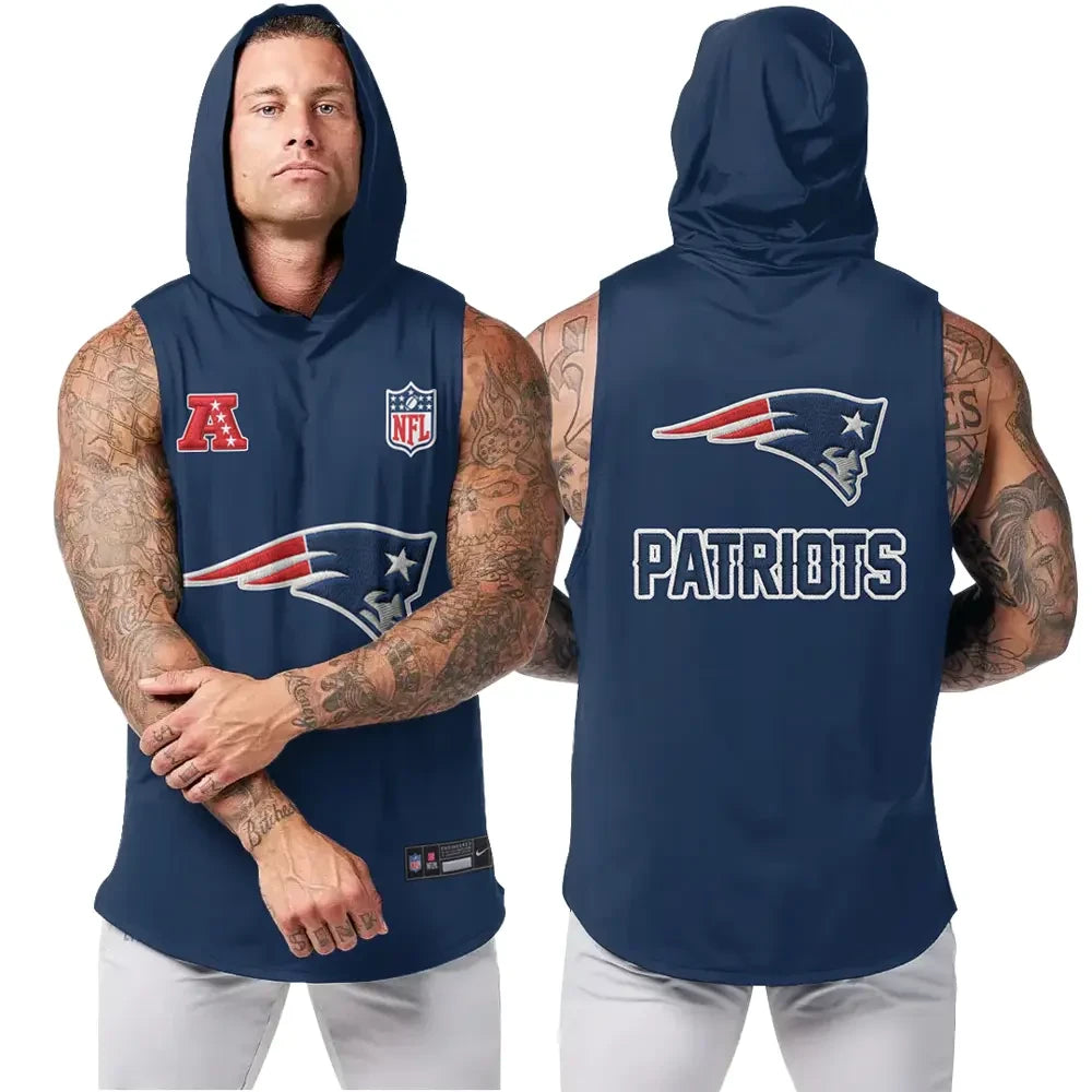 New England Patriots Men's Workout Hooded Tank Top SPTMWHTT940