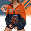Chicago Bears | Premium NFL Championship Vibe V-Neck Zipper Sweatshirt Jackets NTH1