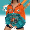 Miami Dolphins | Premium NFL Championship Vibe V-Neck Zipper Sweatshirt Jackets NTH1
