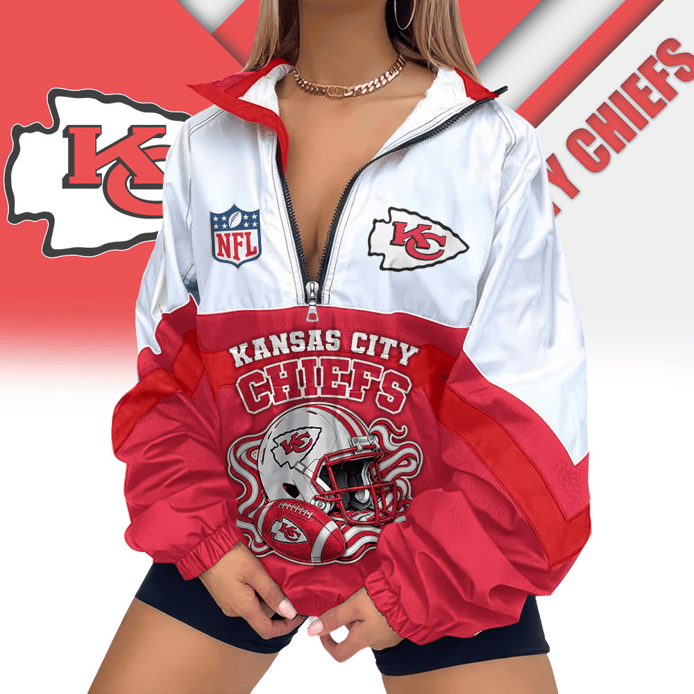 Kansas City Chiefs | Premium NFL Championship Vibe V-Neck Zipper Sweatshirt Jackets NTH1