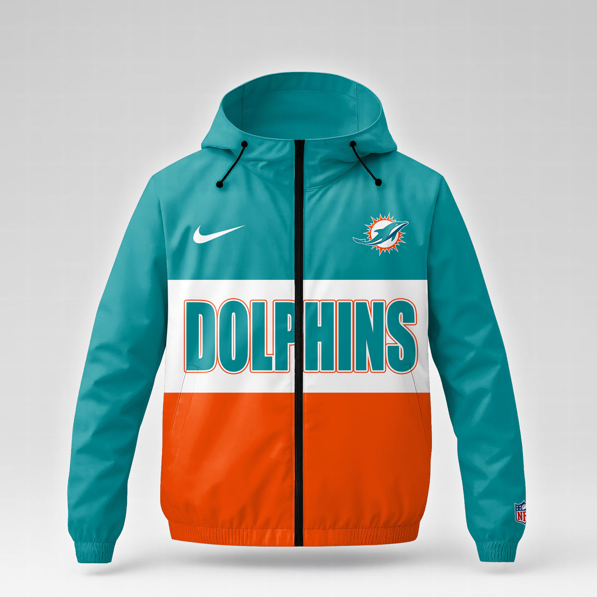 Miami Dolphins | Premium NFL Strength Through Christ Windbreaker Jacket NTH1