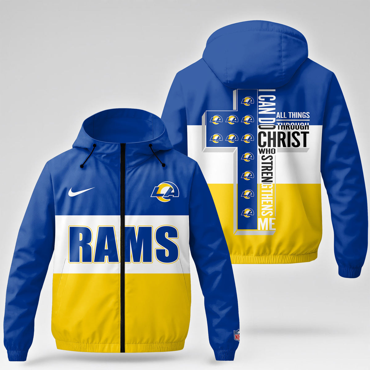 Los Angeles Rams | Premium NFL Strength Through Christ Windbreaker Jacket NTH1