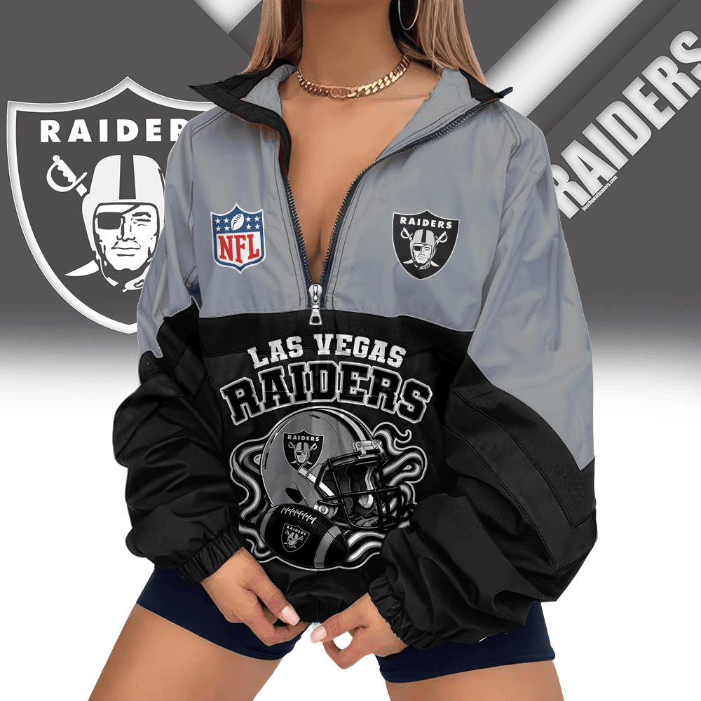 Las Vegas Raiders | Premium NFL Championship Vibe V-Neck Zipper Sweatshirt Jackets NTH1