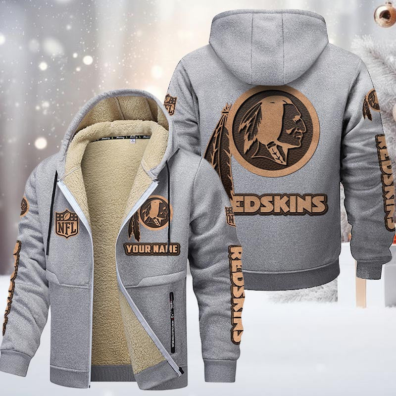 Washington Redskins DMTZ0870 Hoodie Zip Velvet Coat
