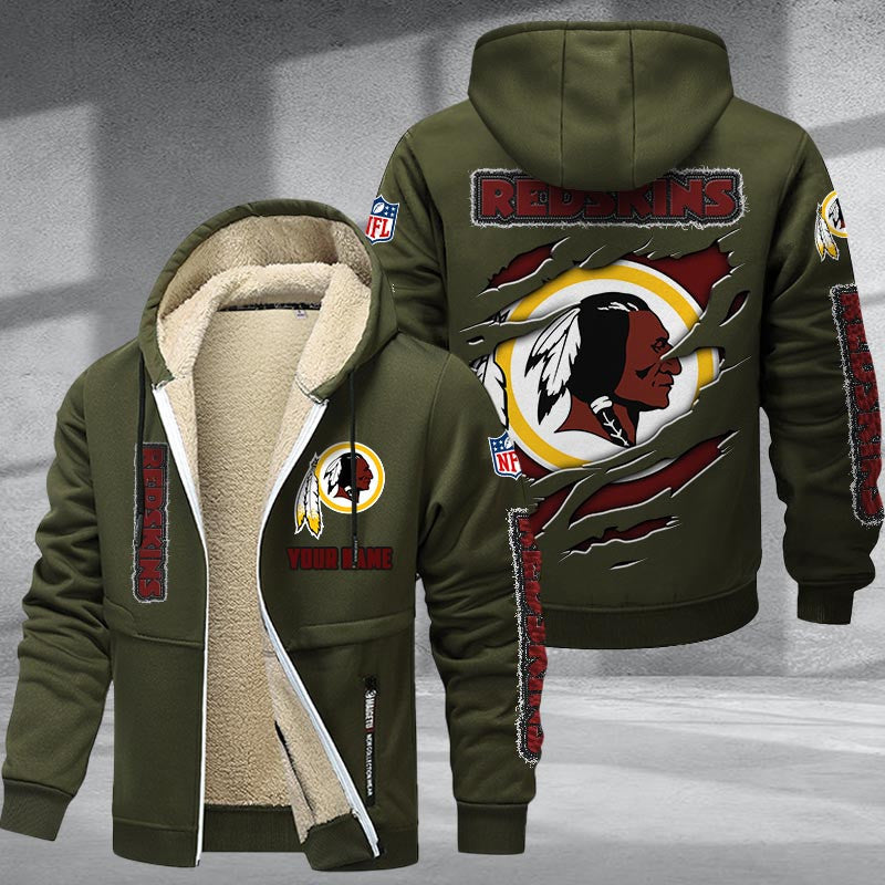 Washington Redskin DMTZ0386 Hoodie Zip Velvet Coat