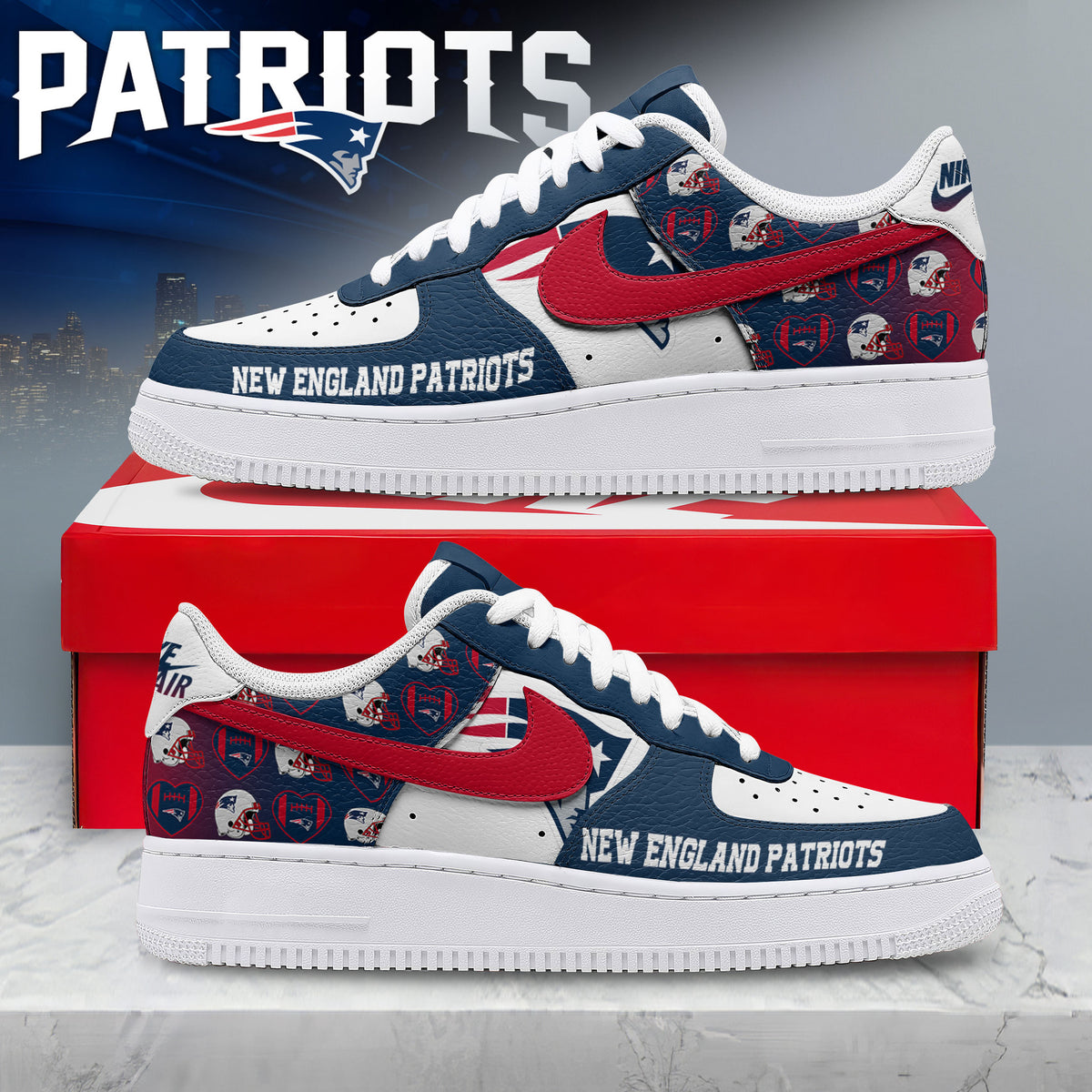 New England Patriots | Premium NFL Gridiron Classic AF1 Shoes NTH1
