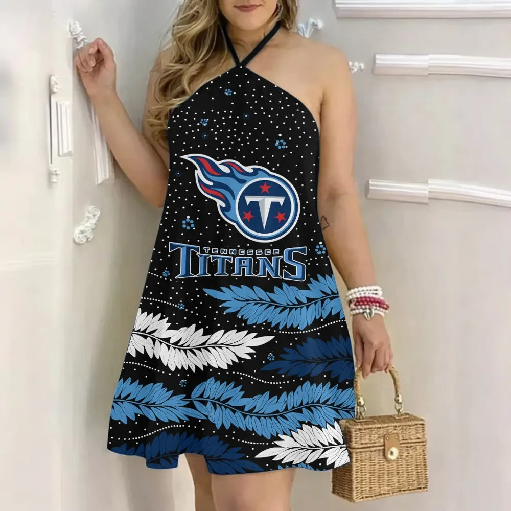 Tennessee Titans Halter Neck Sleeveless Loose Dress SPTHNSLD788