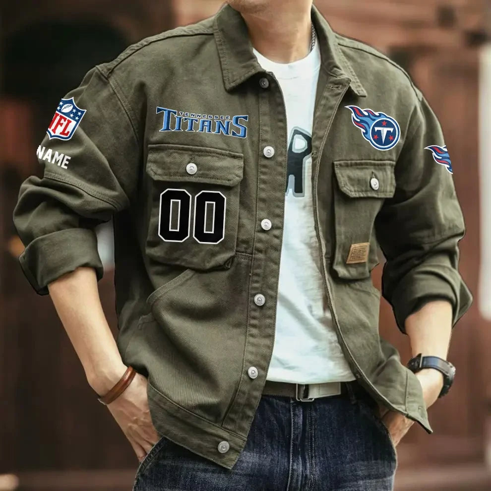Tennessee Titans Men's Denim Autumn Jackets SPTMDAJ575