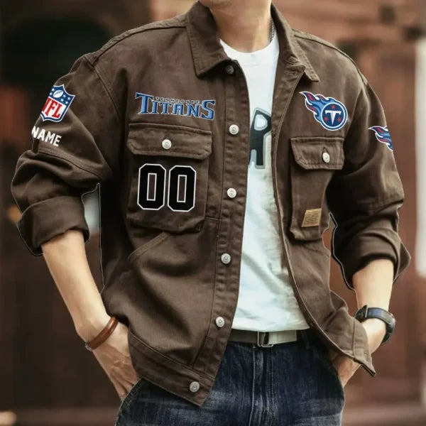Tennessee Titans Men's Denim Autumn Jackets SPTMDAJ575