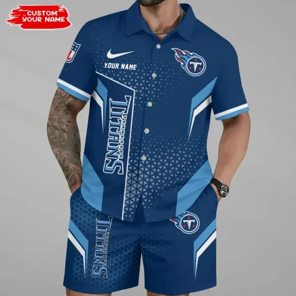 Tennessee Titans Button Shirt And Shorts Streetwear Set SPTMBTASS776