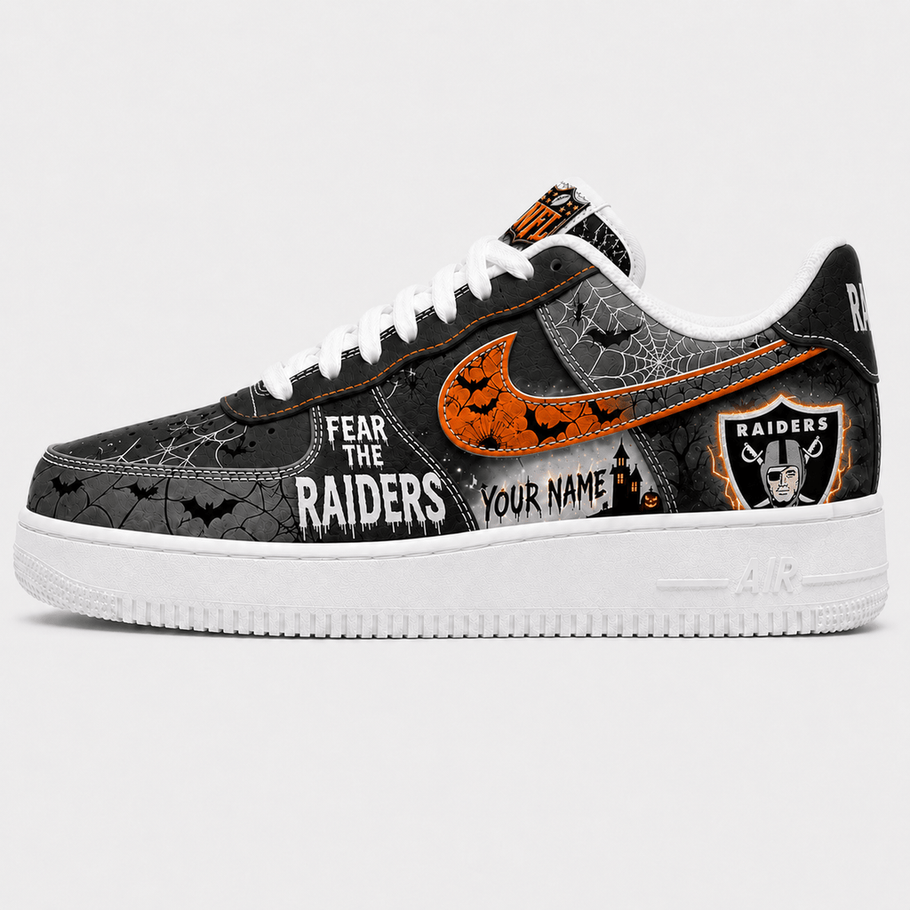 Las Vegas Raiders | Premium NFL Fear The Team Halloween AF1 Sneakers - VA32183