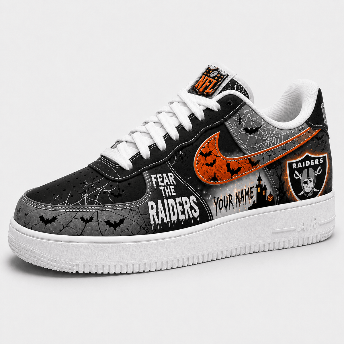 Las Vegas Raiders | Premium NFL Fear The Team Halloween AF1 Sneakers - VA32183