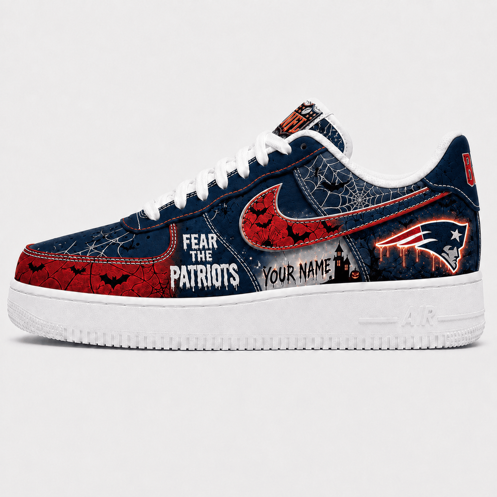 New England Patriots | Premium NFL Fear The Team Halloween AF1 Sneakers - VA32188