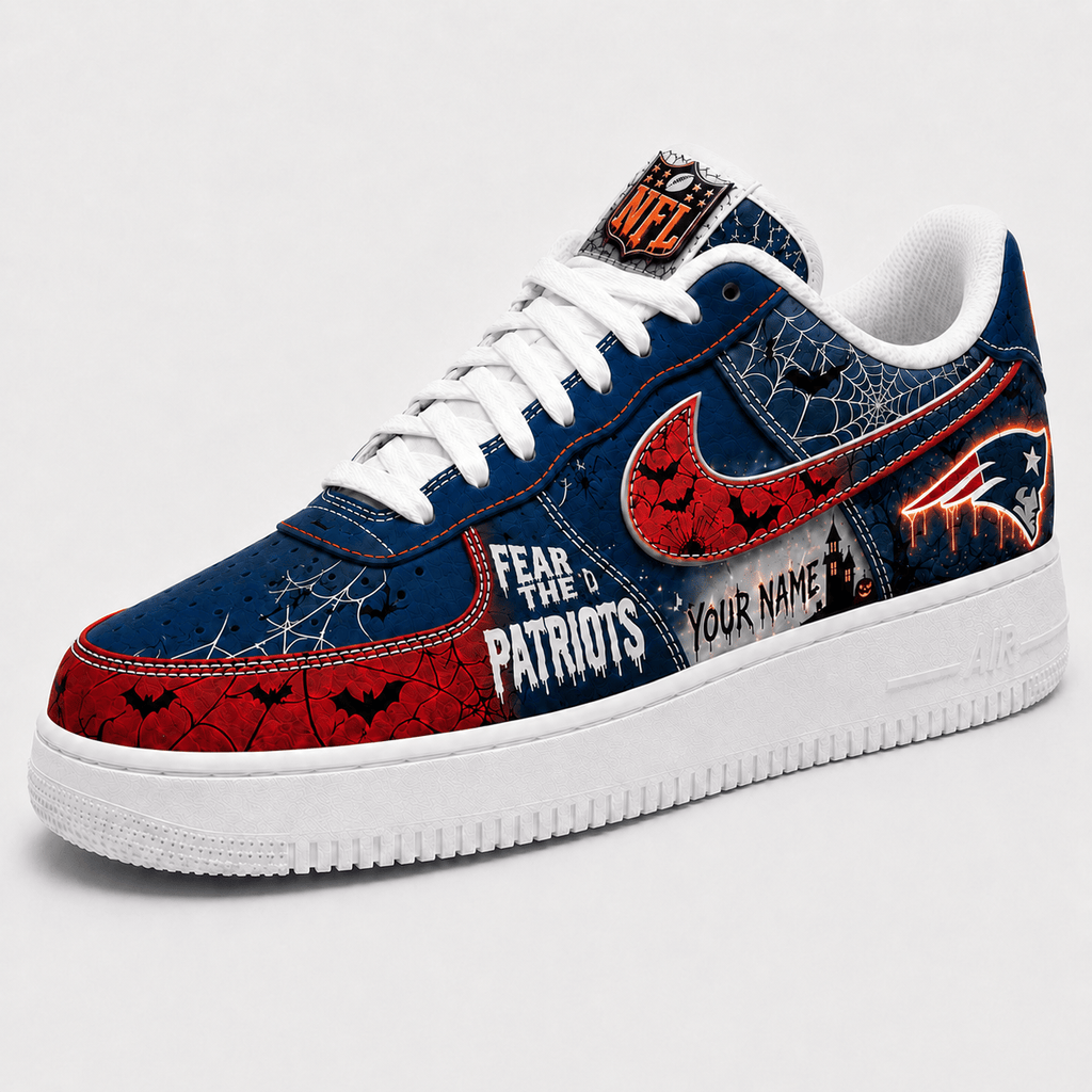 New England Patriots | Premium NFL Fear The Team Halloween AF1 Sneakers - VA32188