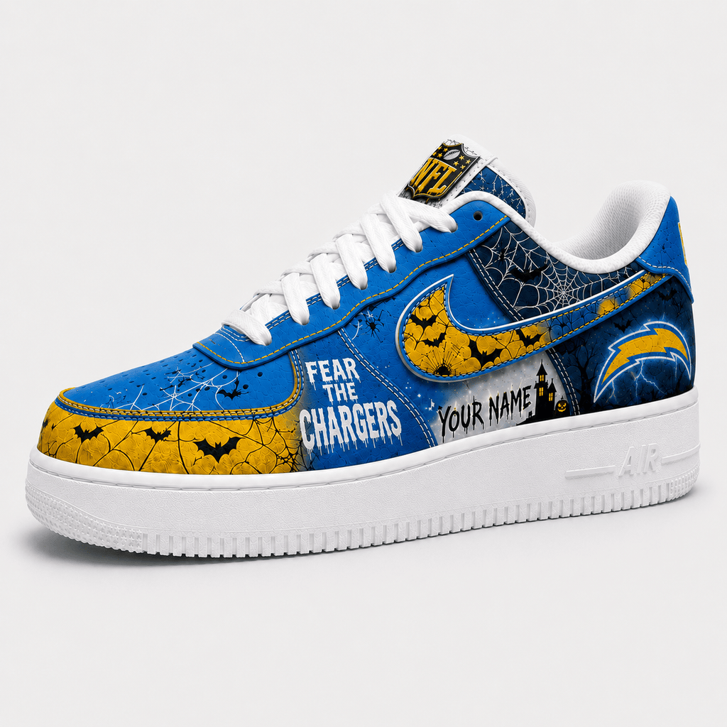 Los Angeles Chargers | Premium NFL Fear The Team Halloween AF1 Sneakers - VA32186