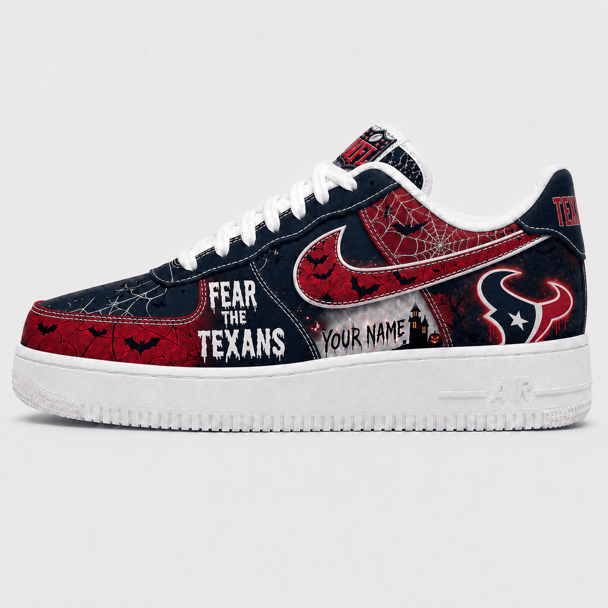 Houston Texans | Premium NFL Fear The Team Halloween AF1 Sneakers - VA32179