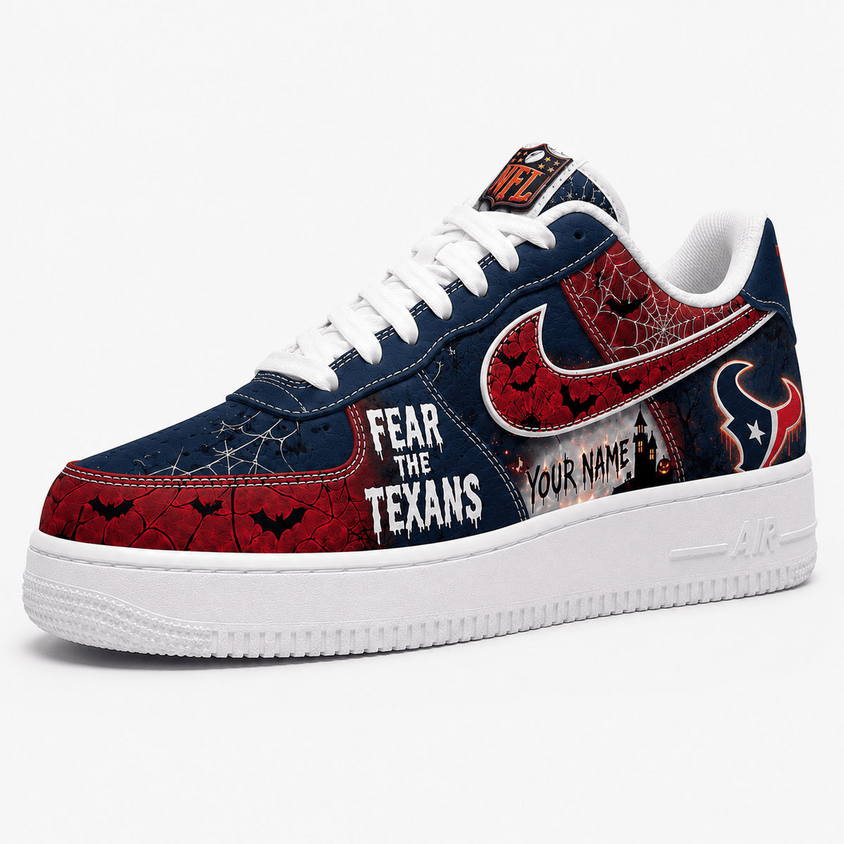 Houston Texans | Premium NFL Fear The Team Halloween AF1 Sneakers - VA32179