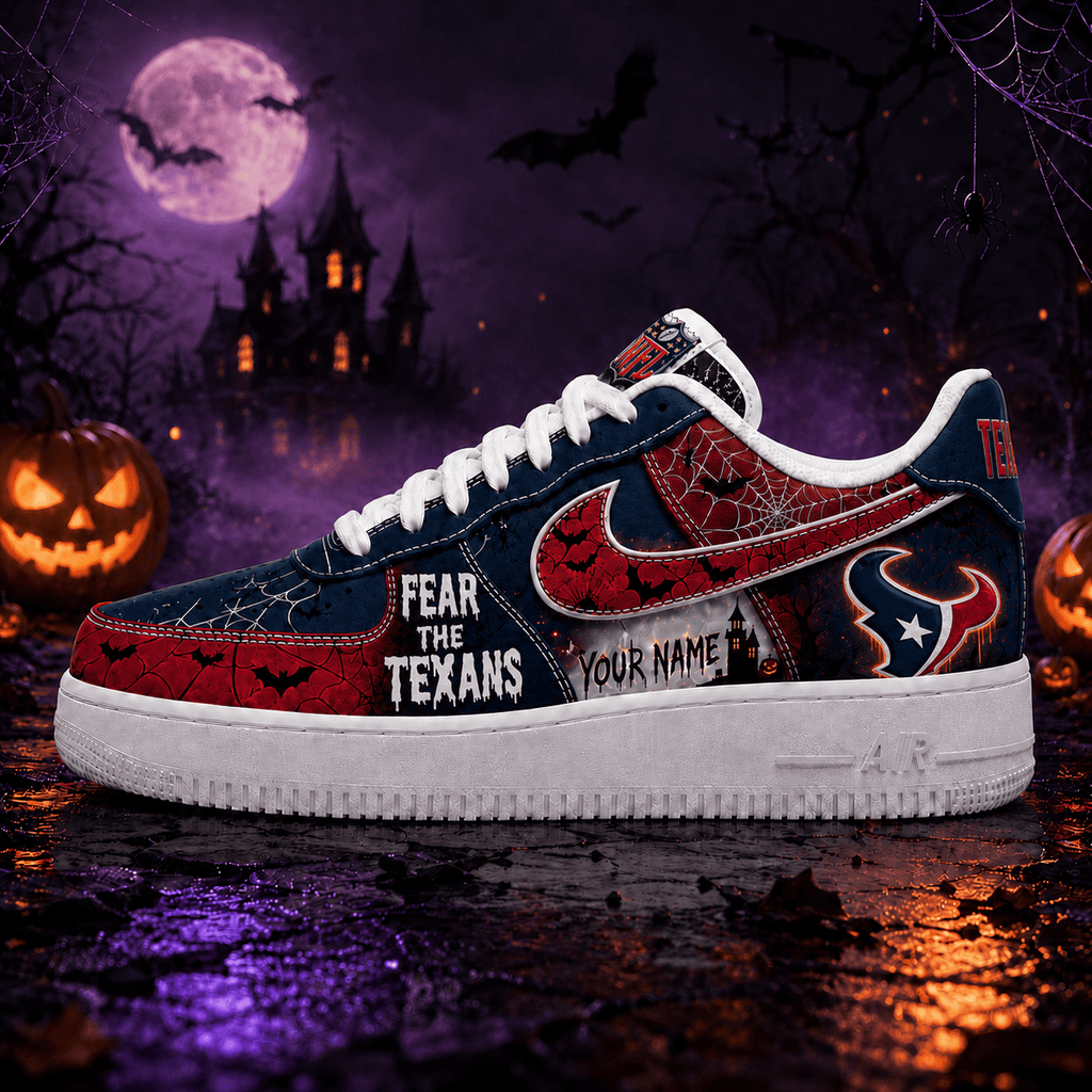Houston Texans | Premium NFL Fear The Team Halloween AF1 Sneakers - VA32179