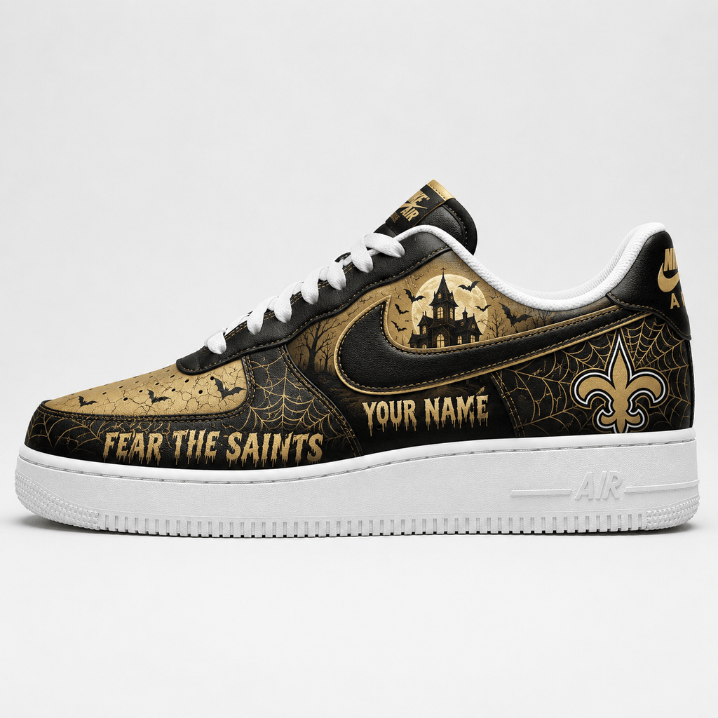 New Orleans Saints | Premium NFL Fear The Team Halloween AF1 Sneakers - VA32191