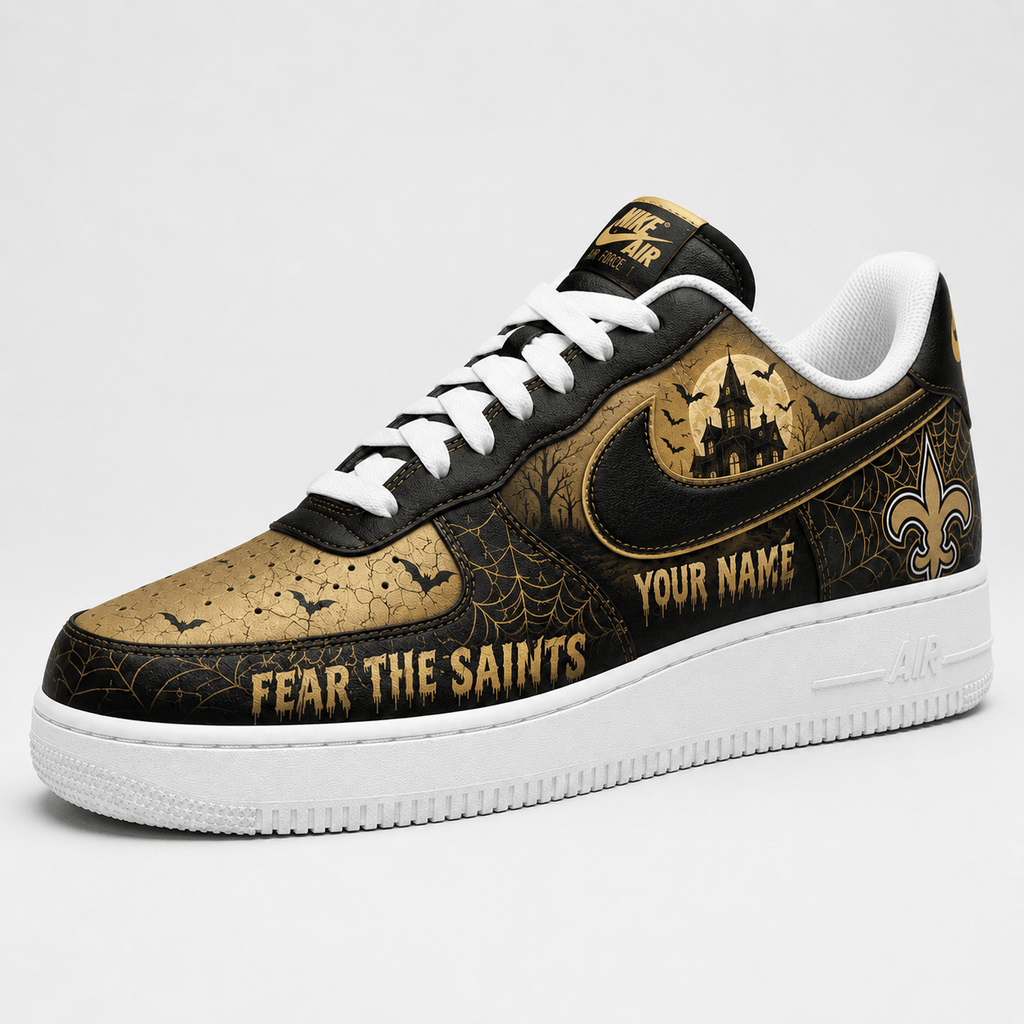 New Orleans Saints | Premium NFL Fear The Team Halloween AF1 Sneakers - VA32191