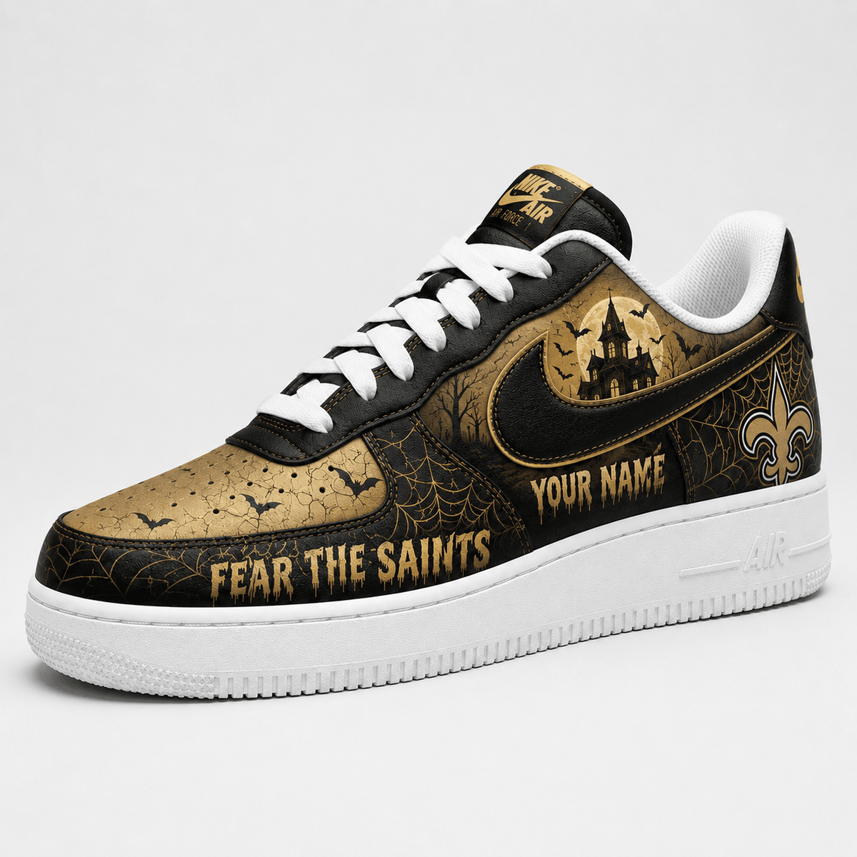 New Orleans Saints | Premium NFL Fear The Team Halloween AF1 Sneakers - VA32191