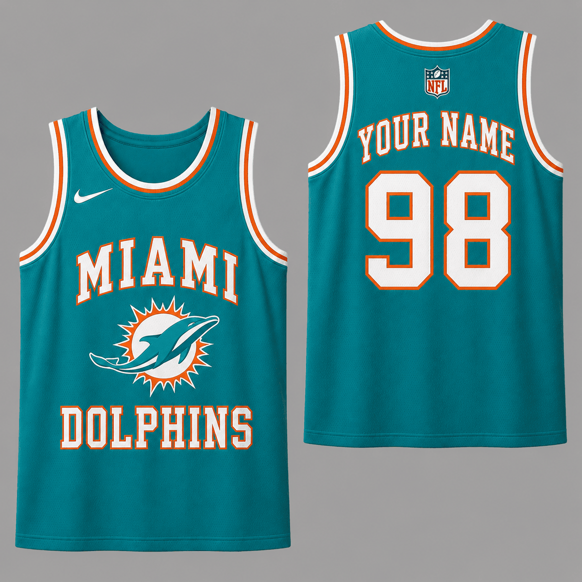 Miami Dolphins | Premium NFL Personalized Team Custom Name Number Sports Tank Top NDN131