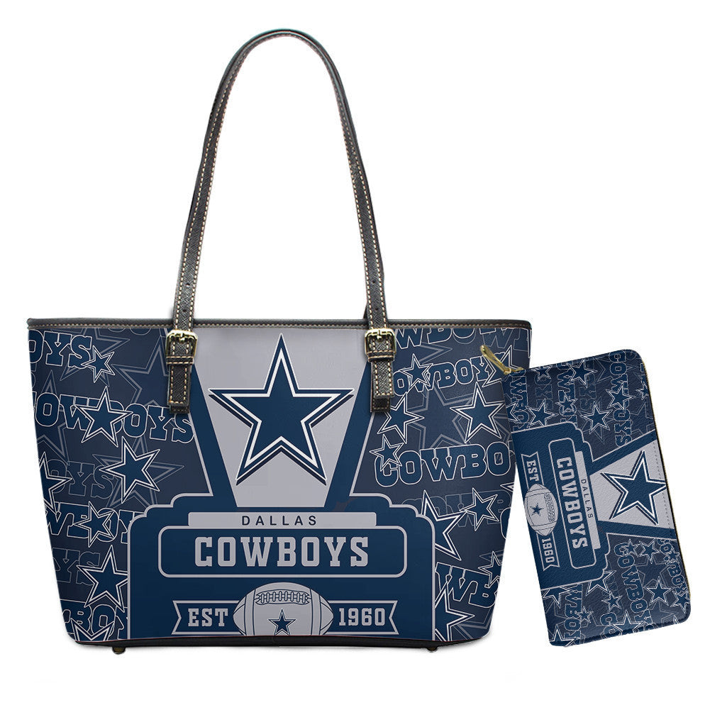 Dallas Cowboys Leather Tote Hand Bag and Purse Set BB08