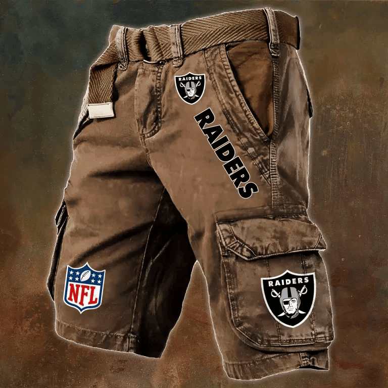 Las Vegas Raiders Pocket Print Cargo Shorts (Belt Not Included) S9MCS017