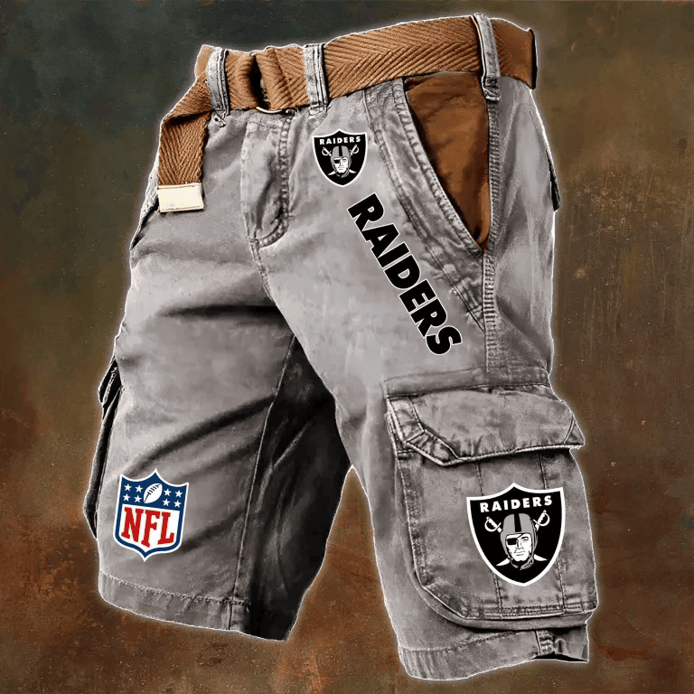 Las Vegas Raiders Pocket Print Cargo Shorts (Belt Not Included) S9MCS017