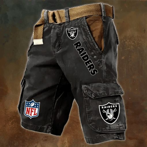 Las Vegas Raiders Pocket Print Cargo Shorts (Belt Not Included) S9MCS017