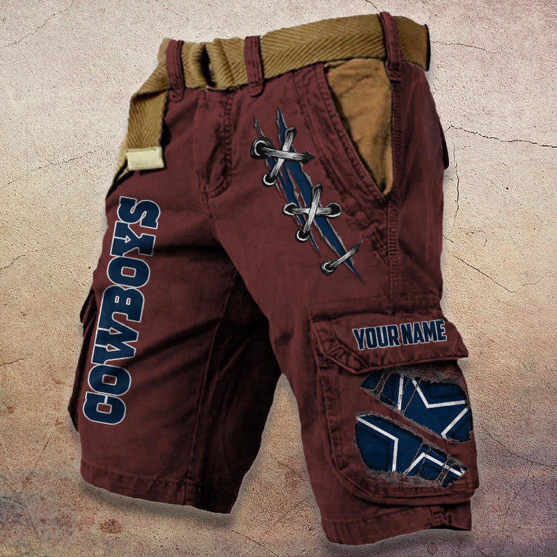 Dallas Cowboys Pocket Print Cargo Shorts (Belt Not Included) S9MCS138