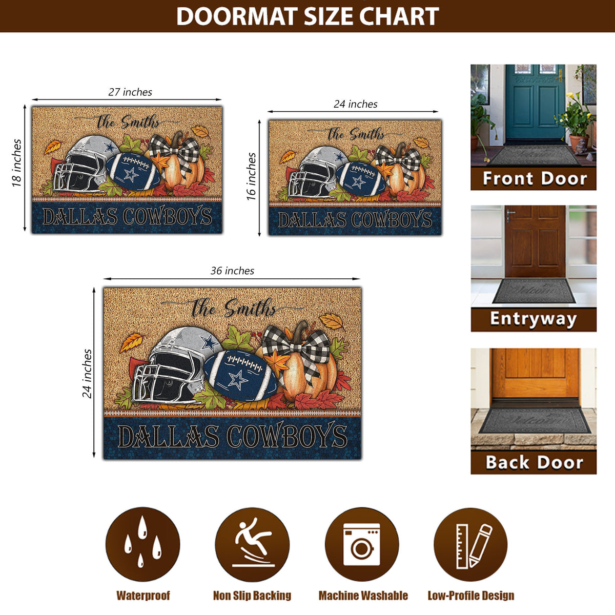 Dallas Cowboys Doormat Custom Your Family Name, Sport Doormat, Sport Gifts For Fan, Home Decorations EHIVM-60181