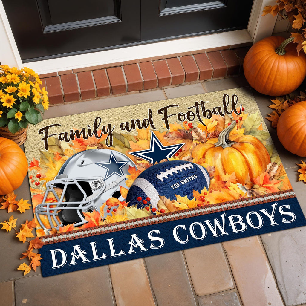 Dallas Cowboys Doormat Custom Family Name And Choose Your Quotes, Football Team Doormat, Fan Gifts, Home Decor ETRG-60117
