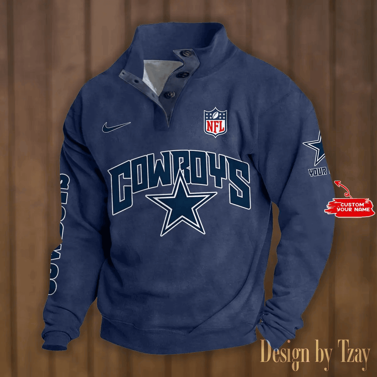Dallas Cowboys Premium Stand-Collar Game-Day Pullover - Engineered Warmth & Personalized Name S9DBSCH041