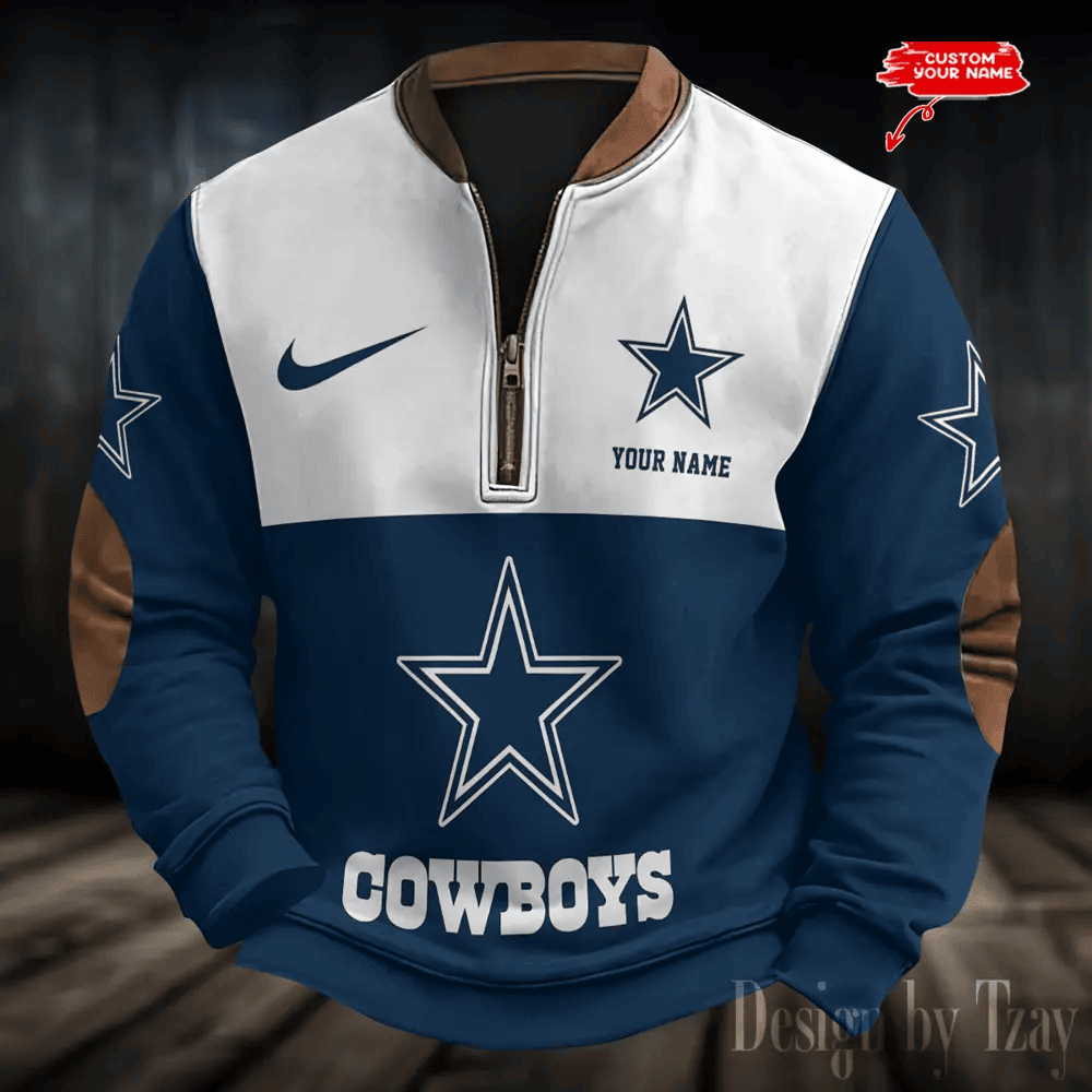 S9MPZNS169-Dallas Cowboys Premium Personalized Game-Day Quarter-Zip