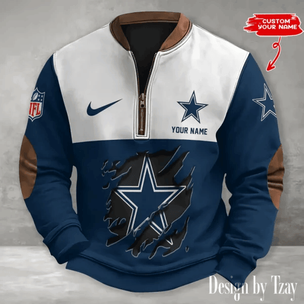 S9MPZNS118-Dallas Cowboys Premium Personalized Game-Day Quarter-Zip
