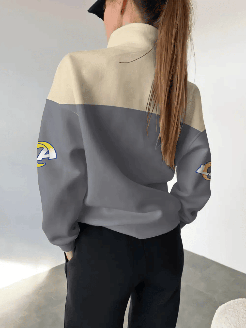 Los Angeles Rams New Design Casual Snap Mockneck Pullover Sweatshirt SPTCSMPS044